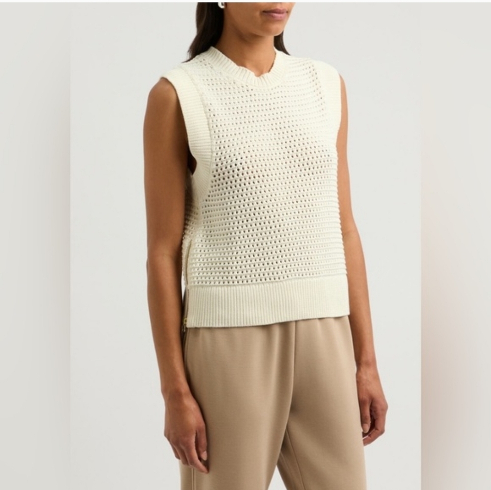 Varley Randal Crop Knit Tank Top Sweater S EUC Coastal Spring Crochet Parisian - Picture 9 of 16